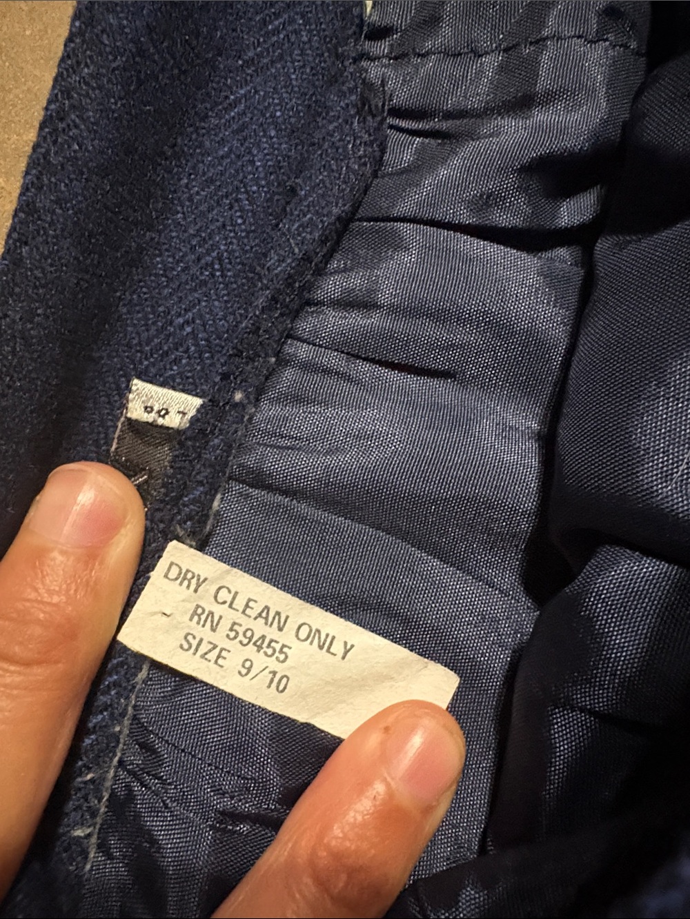Gilmor Vintage Navy Blue Herringbone A-Line Skirt Womens Size 9/10 Preppy Office - Picture 6 of 6